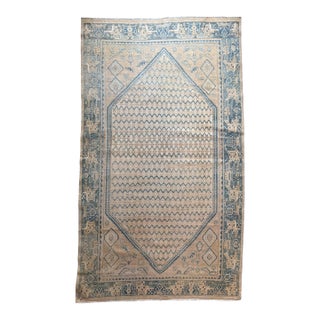 Antique Persian Rug | Light Beige & Soft Blue Geometric Design | 4'x7' For Sale