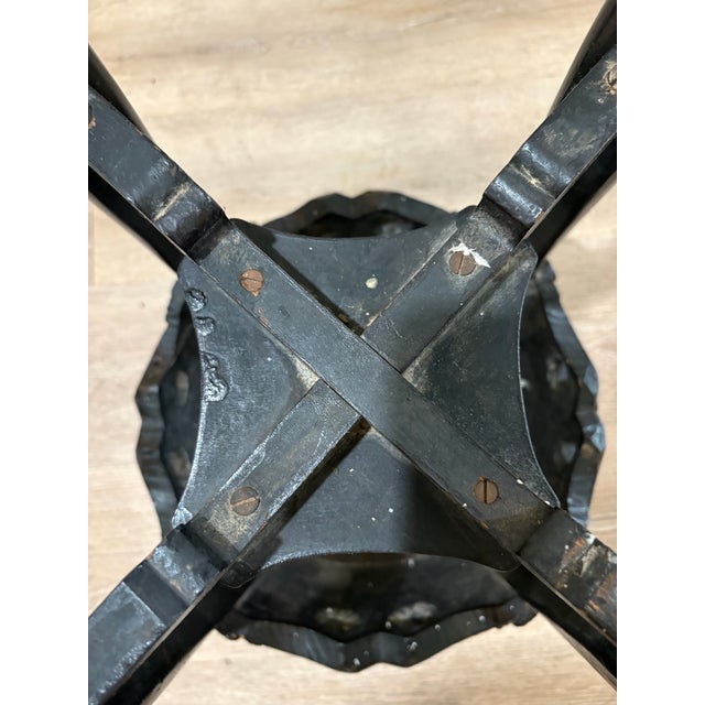 Vintage Mid 20th Century Asian Hand-Carved Ebonized Wood Plant Stand / Accent Stool / Side Table For Sale - Image 9 of 12
