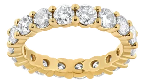 14K Yellow Gold 3.00 Cttw Shared Prong Set Round Cut Diamond Eternity Band (J-K Color, VS1-VS2 Clarity) - Ring Size 7