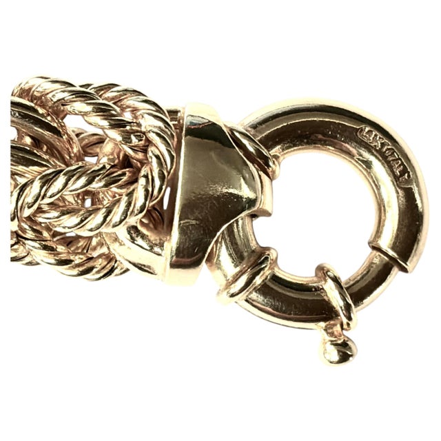 Gold Vintage Italian 14k Gold Woven Link Necklace and Bracelet Set For Sale - Image 8 of 18
