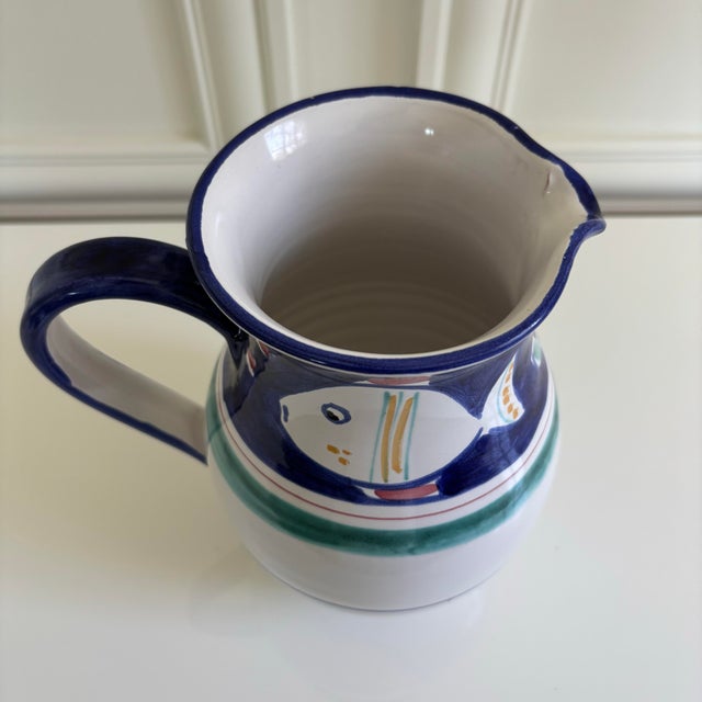 Vintage Coastal Casa Fina Hand Painted Fish Pitcher For Sale - Image 9 of 10