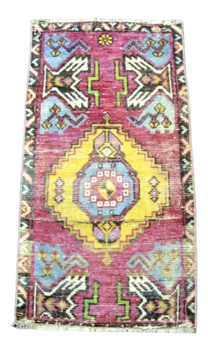 Vintage Distressed Turkish Handmade Pink Small Rug