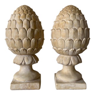 Pair of Vintage Artichoke Plaster Sculptures For Sale