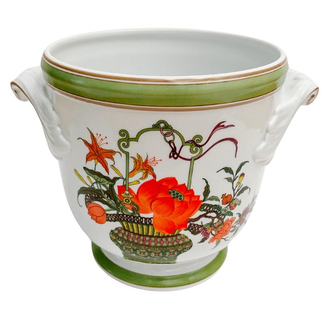 Chinese Late 20th Century Mottahedeh Vista Allegre Chinese Woodblock Neoclassical Cachepot For Sale - Image 3 of 8