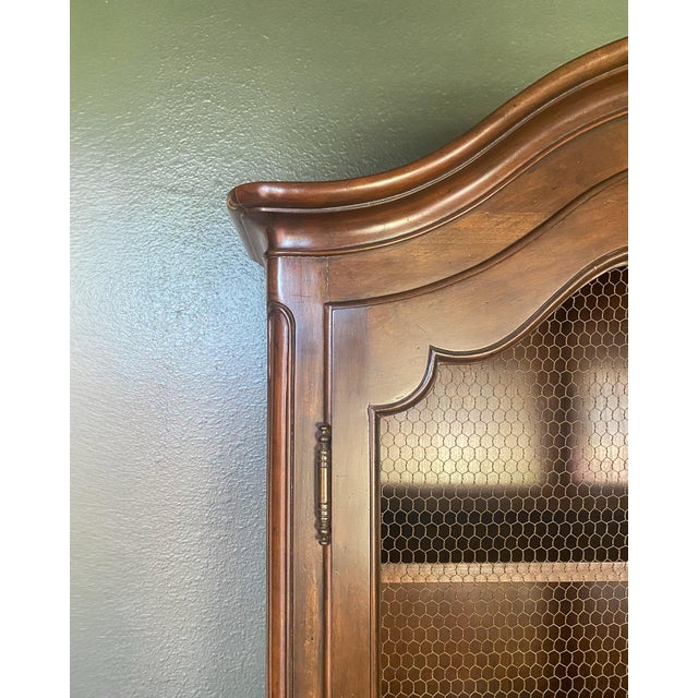 Wood Late 20th Century Baker French Provincial Walnut Secretary Desk With Chicken Wire Doors & Working Key For Sale - Image 7 of 10