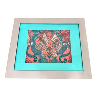 Clarke & Clarke "Emma T. Shipley Amazon Velvet" Textile Art in Upcycled Rose Gold Frame For Sale