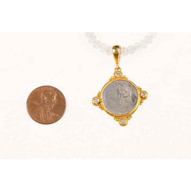 Antique Roman Denarius Coin in 22k Pendant W/Diamonds For Sale - Image 11 of 12