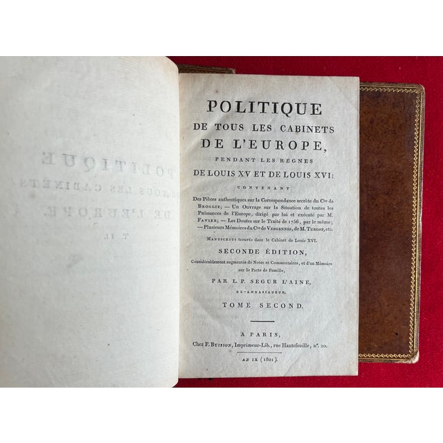Animal Skin Fine Leather Bindings - Politics of Europe During the Reigns of Louis XV & XVI by Ambassador Louis Philippe Segur l'Aine - Paris 1801 - in 3 Volumes For Sale - Image 7 of 12