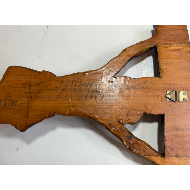 Big Vintage Hand Carved Wood Folk Art Religious Jesus Crucified Cross Sculpture For Sale - Image 14 of 15