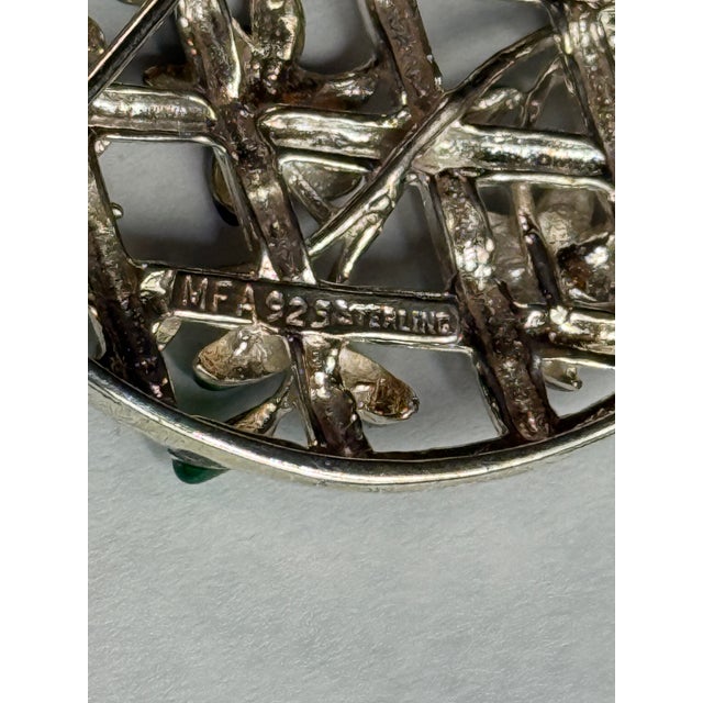 Museum of Fine Arts Sterling Purple Flowers Fence Lattice Brooch Pendant W/ Card For Sale - Image 4 of 5
