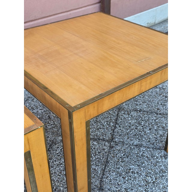 Square Maple and Brass Coffee Tables, Italy, 1980s, Set of 2 For Sale - Image 10 of 13