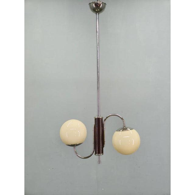 Czech Art Deco Chrome and Glass Chandelier, 1930s For Sale - Image 13 of 14