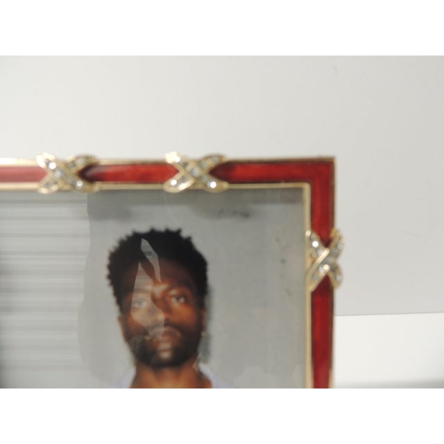 Red and Silver Enameled Decorative Picture Frame For Sale - Image 4 of 5