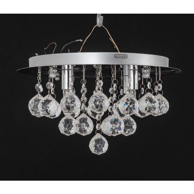 Late 20th Century Quoizel Chrome and Crystal 4-Light Chandelier For Sale - Image 5 of 6