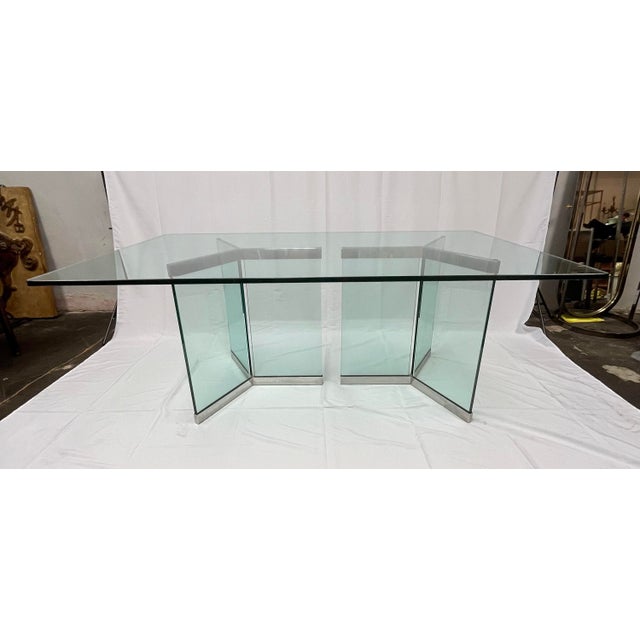 Leon Rosen Dining Table for Pace Collection Glass and Chrome For Sale - Image 10 of 10