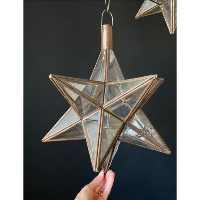 Antique Brass and Glass Star Light, 1970s For Sale - Image 6 of 9