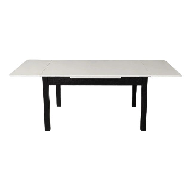 Mid-Century White Formica Draw Leaf Extending Dining Table, 1960s For Sale