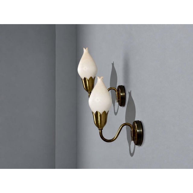 1950s 1950s Mid-Century Modern Fog & Mørup, Wall Lights, Brass, Glass - a Pair For Sale - Image 5 of 10