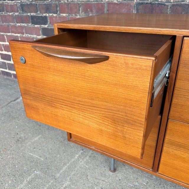Wood Jens Risom Danish Modern Teak & Walnut Six-Drawer Filing Cabinet Credenza For Sale - Image 7 of 9
