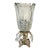 Mid 20th Century Hollywood Regency Lead Crystal Electric Tulip Table Lamp With Teardrop Prisms & Marble Base For Sale