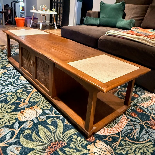 Vintage Lane Coffee Table With Travertine Inserts For Sale - Image 10 of 12