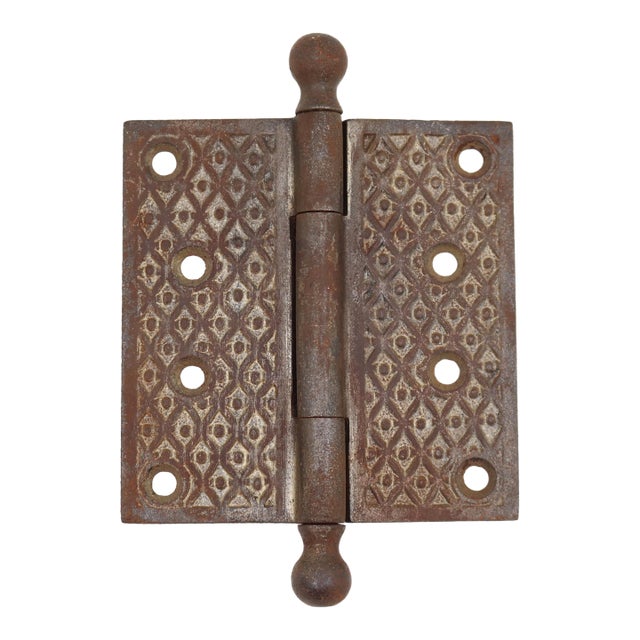 Antique Eastlake 4 X 4 In. Cast Iron Butt Door Hinge For Sale