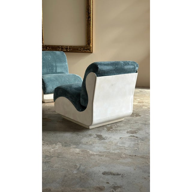 Set of Lounge Chairs with Fiberglass and Fabric For Sale - Image 6 of 7