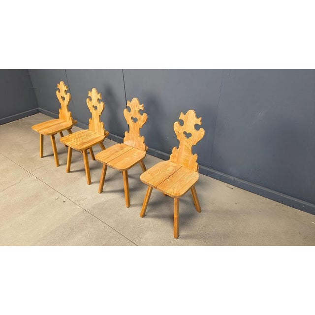 Vintage Rustic Tiroler Chairs, 1960s, Set of 4 For Sale - Image 11 of 15