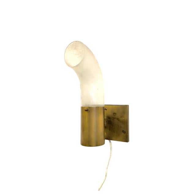 Brass and Pulegoso Glass Wall Lamp attributed to Aldo Nason for Mazzega, 1960s For Sale - Image 13 of 13