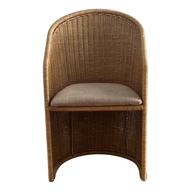 Metal Structure & Rattan Wicker Chair For Sale