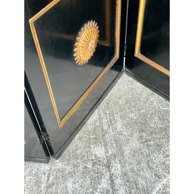 Late 20th Century Vintage Neoclassical Gilt Tipped Folding Screen For Sale - Image 5 of 12