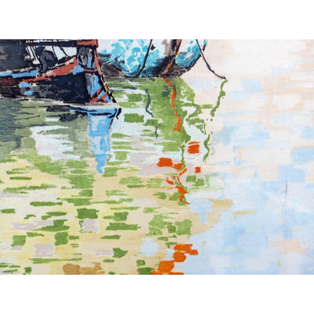 1960s Hans Figura Large Boats Aquatint Print For Sale - Image 5 of 11