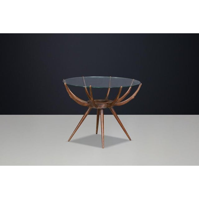 Wood Sculptural Walnut and Glass Spider Coffee Table from Carlo De Carli, Italy, 1950s For Sale - Image 7 of 13
