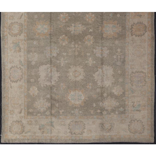 Traditional Large Turkish Oushak in Moss Green by Keivan Woven Arts 10'10 X 15'5 For Sale - Image 3 of 17