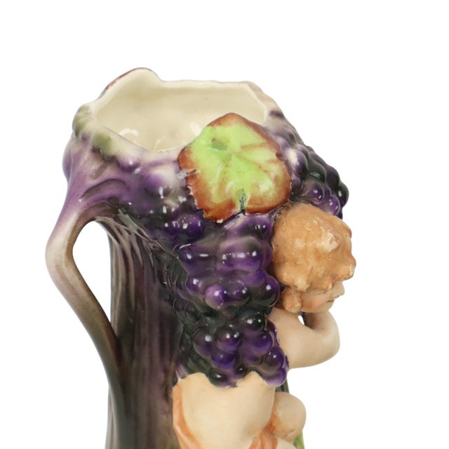 Art Nouveau Amphora Style Pottery Vases with Putti, 1890s, Set of 2 For Sale - Image 3 of 17