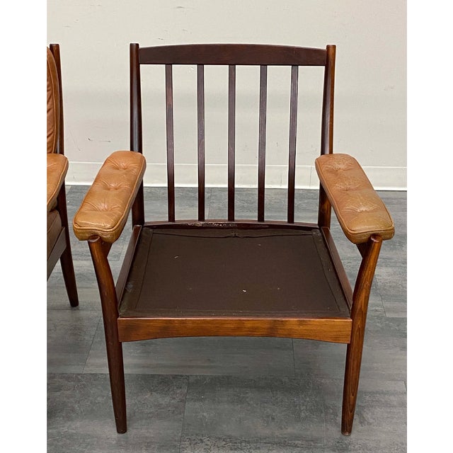 Wood 1970s Pair Gote Mobler Leather Lounge Chairs For Sale - Image 7 of 14