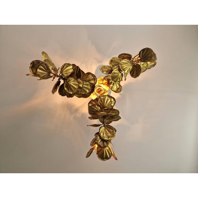 Large Brutalist Brass Chandelier with Floral Decoration, 1970s For Sale - Image 9 of 18