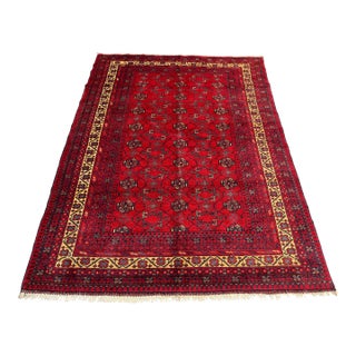 Vintage Afghan Khal Mohammadi Turkmen Gul Rug - 5'10" X 4'4" For Sale