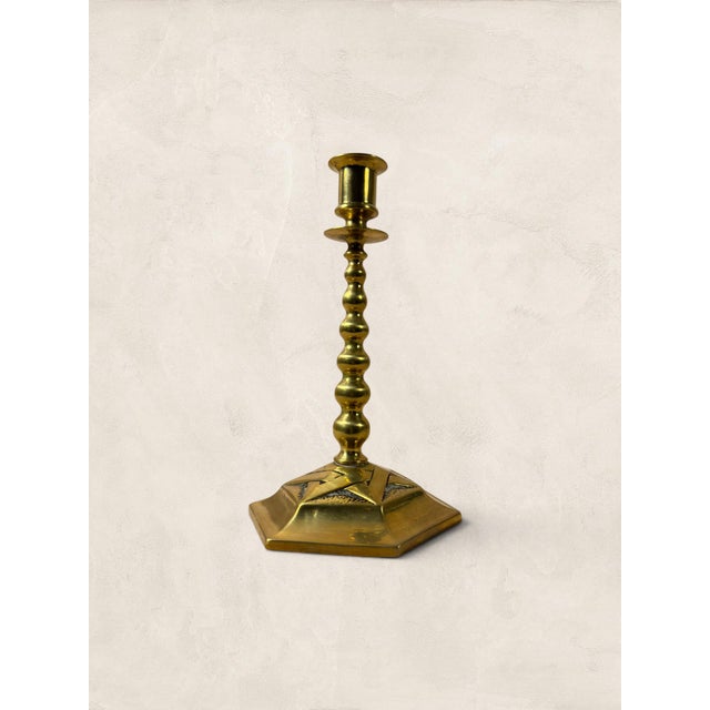 Antique English Edwardian Brass Hexagonal Candlestick Holders For Sale - Image 15 of 18