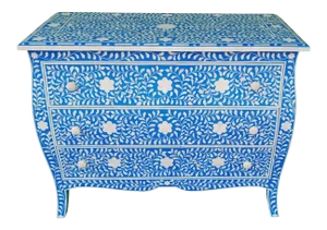 French Curved Style Wood and Inlay Dresser Chest