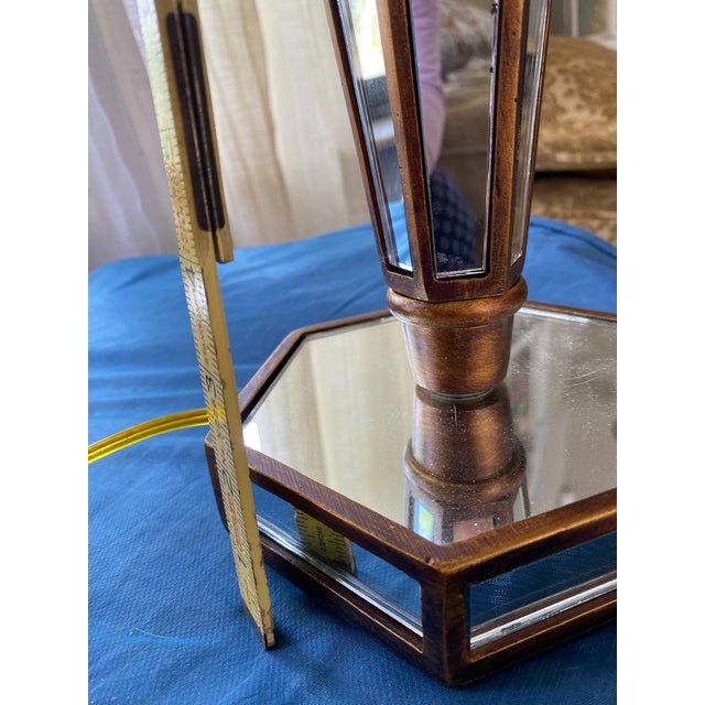 Hollywood Regency Mirrored Pagoda Style, Brass & Glass Accents Table Lamps, - a Pair For Sale - Image 11 of 12