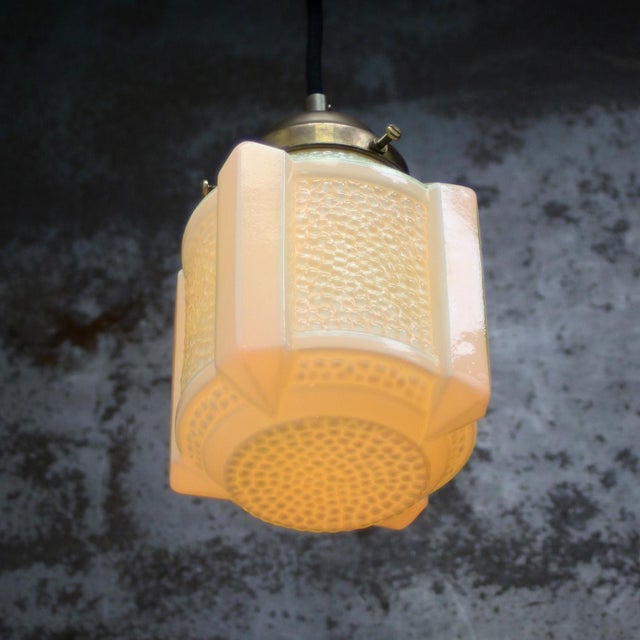 1920s French Art Deco Green Clichy Glass Pendant Lamp For Sale - Image 5 of 6