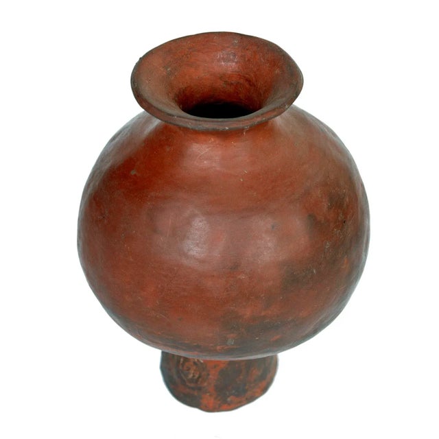 Sculpture Materials Handbuilt Red Clay Vase For Sale - Image 7 of 7