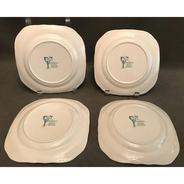 Charming set of four vintage **Johnson Bros Friendly Village** square plates featuring the beloved pastoral scenes and...