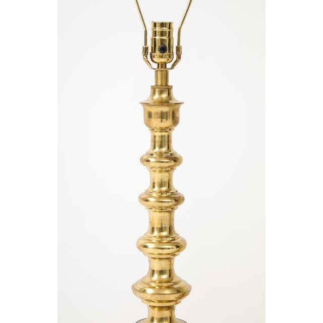 Pair of Tall Brass Lamps For Sale - Image 4 of 6