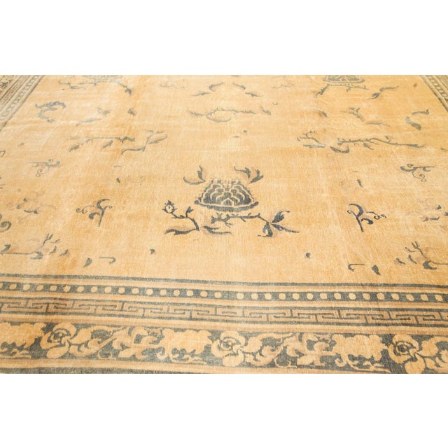 Gold High-quality 1930s Indian Golden Yellow Handmade Wool Rug For Sale - Image 8 of 8