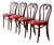 Vintage Mid-Century ZPM Radomsko Bentwood Dining Chairs Set of 4 With Red Seats For Sale
