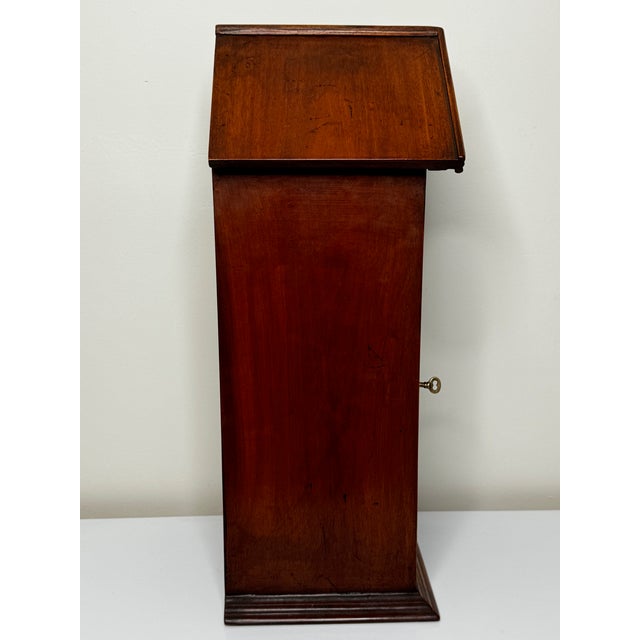 Mid-Century British Arts & Crafts Mahogany Indoor Post Box Cabinet, “Sentry Box” Form, Lock and Key For Sale - Image 14 of 18