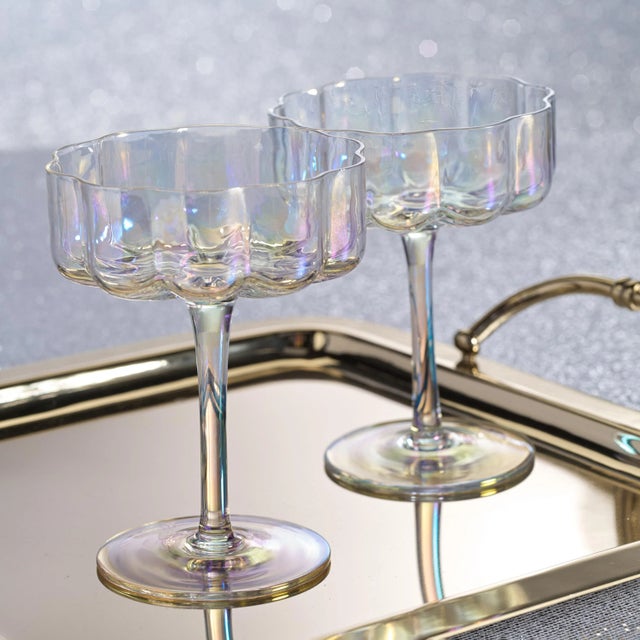 Contemporary Reinhard 4-Piece Set Handblown Coupe Glasses, Luster For Sale - Image 3 of 4