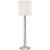 AERIN by Visual Comfort Signature Shae 65" Sculpted Floor Lamp in Aged Iron with Linen Scallop Shade For Sale